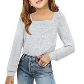 BZB Winter Clothes for Girls 2025 Fashion Long Sleeve Tunic to Wear with Leggings Light Grey Size 5-6