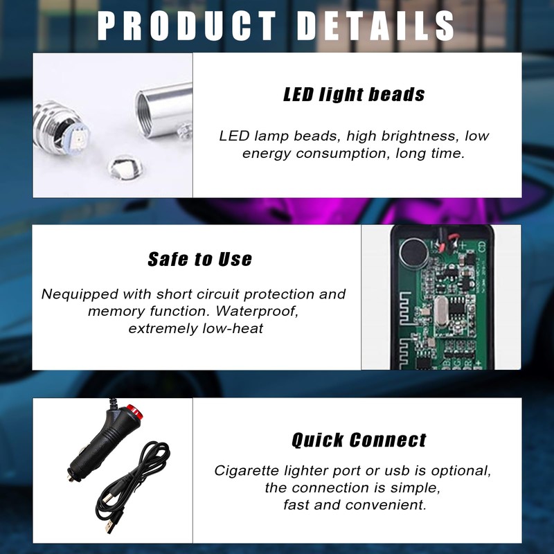 NYTKL Interior Car LED Strip Lights with APP Control, 3