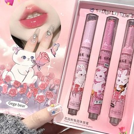 LUYING SNS Cute High Color Melting Lip Makeup, Skin Tone, Daisy Doll, Lip, Skin Tone, Won't Peel Off, Glossy, Adhesion, Long Lasting, Uneven Skin Tone, No Peeling, Shiny Feel (3 Pieces)