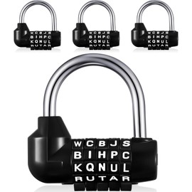 Shimeyao 4 Pcs Gym Locker Lock 5 Digit Combination Lock Your Own Word 5 Letter Lock for Gym Sports Locker, Safety Padlock for Sports Locker, Toolbox, Hasp Cabinet Storage, Black
