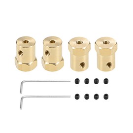 sourcing map Hex Coupler 3mm Bore Motor Hex Brass Shaft Coupling Connector for Car Wheels Tires Shaft Motor 4pcs