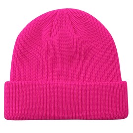 MaxNova Slouchy Beanie Hats Winter Knitted Caps Soft Warm Ski Hat Unisex (Neon hot Pink