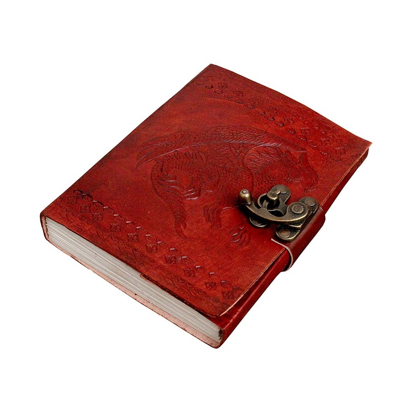 PotStar Dragron With One Lock Leather Diary , Handmade Journal