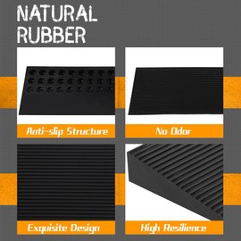 BeckTour 1.5'' Rise Threshold Ramp for Doorways, 2204 LBS Capacity Rubber Threshold Ramp, Non-Slip Driveway Curb Ramps Handicap Ramp for Wheelchair Scooter Stroller, Cuttable & Adjustable Size