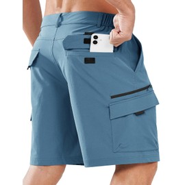 NORTHYARD Men's Cargo Hiking Shorts 9" Lightweight Outdoor Tactical Work Camping Sport Golf Casual Travel Fishing Multipocket Dustyblue L