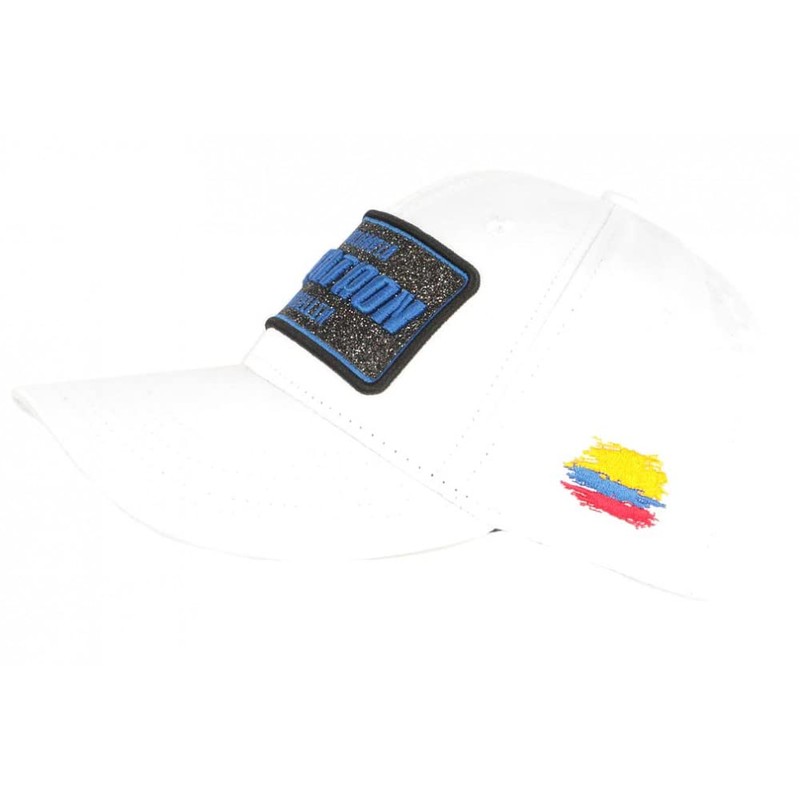 El Patron Cap White Blue Rhinestone Silver Colombia Baseball -