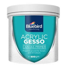 BLUEBIRD Heavy Gesso Primer for Acrylic Painting, 28.2 Oz / 513ML Full Tub, Gesso Surface Prep Medium For Acrylic Paint and Oil Paint (White)