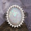Luxury Fashion Exaggerated Opal Ring in Sterling Silver Cushion Cut