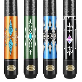 Winucue Billiard Cues Sticks Set of 4, 58" Pool Cues Canadian Maple Wood Leather Pattern Grip 18 19 20 21 oz Pool Cue Stick for Bar House Pool Table Sports