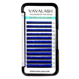 VAVALASH Colored Lash Extensions 0.07mm C Curl Blue Individual Volume Lashes Extensions 8-15 Mix Length Color Eyelash Extensions for Salon (Blue 0.07-C, 8-15mm)