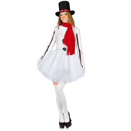DANBAIEGG Abominable Snowman Costume Ladies Snowman Costume Set Snowman Plush Role Play Costume Tutu Dress Socks Hat Scarf Gloves Nose Christmas(White,XXL)
