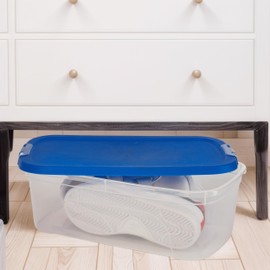 Italhome - Caja Organizadora, Capacidad a 4.9 litros con Tapa, Ideal para la Organización en el Armario, Cocina, Oficina, Color Transparente