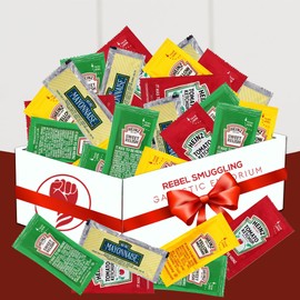 Condiment Packets Variety 100 Pack- 25 Ketchup, 25 Mayonnaise, 25 Mustard, and 25 Relish Gift Basket Care Package by Rebel Smuggling Galactic Emporium