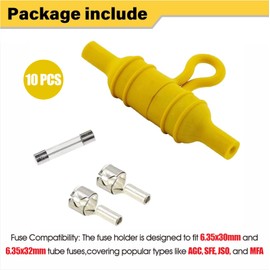 Marine Inline Tube Fuse Holder Fast Blow Screw Type Electrical Circuit Protection for Boat, RV, Truck, Car, 10 Pack
