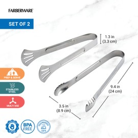 Farberware Professional Stainless Steel Mini Tongs, Versatile and Durable Set of 2