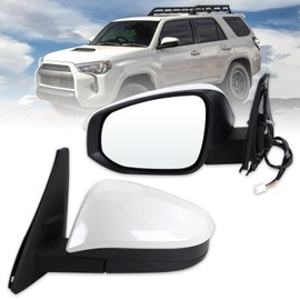 Lqito Left Driver Side Mirror Compatible With 2014-2025 Toyota 4Runner With Manual Folding Power Glass Heated White Replace#87940-35B60 TO1320312(5Pins)