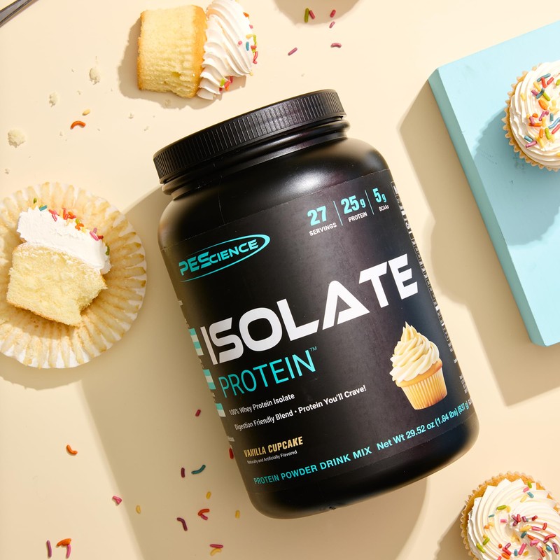 PEScience Isolate Whey Protein Powder, Vanilla Cupcake, 27 Servings, 100%