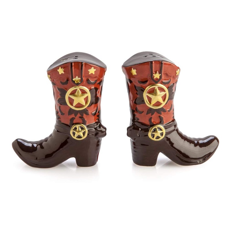 MDI Australia TJ-SP_CB Cowboy Boots Salt & Pepper Set, Brown