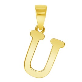 Solid 14k Yellow Gold Mini Uppercase Initial Script Letter Charm Pendant, not-applicable