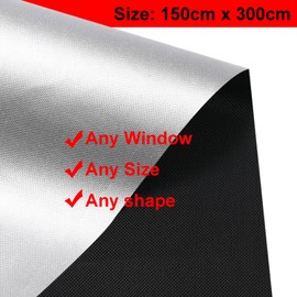 FLYAMAPIRIT Window Blackout Fabric, Portable, 100% Blackout Roller Blind, Thermal Coating Sun Protection Film for Travel, Fits Windows of Any Size and Shape (Black, 150 x 300 cm)