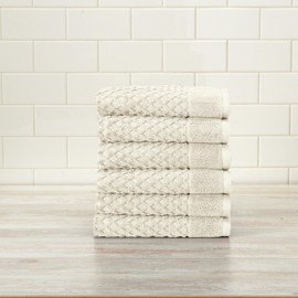 Great Bay Home Ivory Bath Towels - 100% Cotton 6 Pack 26x16 Hand Towel Set - Absorbent, Durable, Quick-Dry Towels for Bathroom - Low-Twist, Two-Ply Decorative Towels (Ivory)