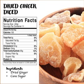Amrita Foods - Crystallized Ginger Chunks, 1 lb - Top 9 Allergy Free - Gluten-Free, Dairy-Free, Soy-Free. Tasty Snack for Every Day.