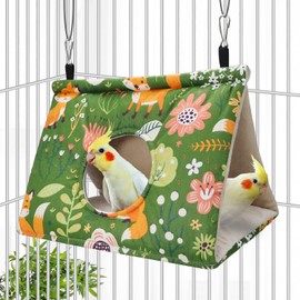 Wontee Bird Nest House Winter Warm Snuggle Hut Bird Bed Hanging Hammock for Parakeets Caique Senegal Quaker Parrots Cockatiels Conures (Large, Green)
