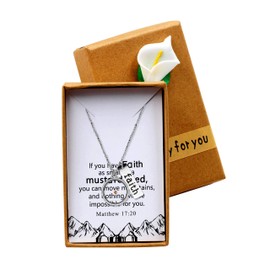 Tobestu Mustard Seed Faith Necklace Seed Charm Christian Pendant Religious Jewelry Inspirational Gift for Women Y1030-2D (Round)