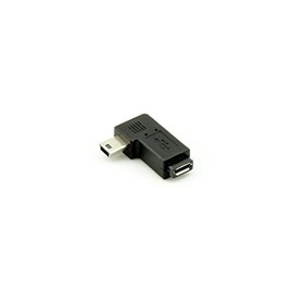 AKORD Right Angled Mini USB Male to Micro USB Female Adapter - Black