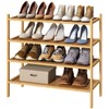 kiplant 4-Tier Shoe Rack for Entryway, Bamboo Wood Shoe Rack