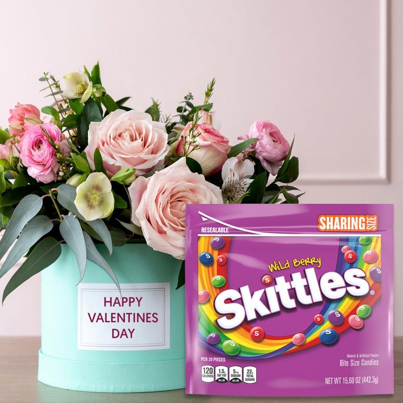 SKITTLES Valentine's Day Wild Berry Chewy Candy, Sharing Size, 15.6