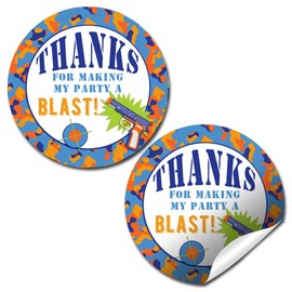 Dart Gun Birthday Party Sticker Labels, 40 2" Party Circle Stickers by AmandaCreation, Great for Party Favors, Envelope Seals & Goodie Bags