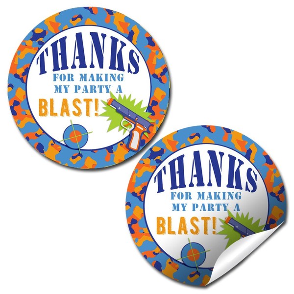 Dart Gun Birthday Party Sticker Labels, 40 2" Party Circle