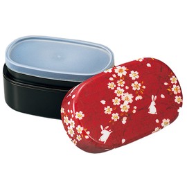 Tatsumiya Sakura Rabbit, Cloth Wrapped Kaga Small Bento Box, Red, Size (W x D x H): Approx. 6.1 x 3.7 x 2.9 inches (15.4 x 9.3 x 7.4 x 50136