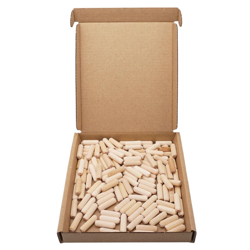 SKIR'CO (100 pcs) Wooden Dowels 6 x 20 mm, Grooved