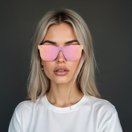 Vanolu Rimless Mirrored Sunglasses for Women Men, UV400 Protection Glasses with Reflective Lenses, Tangle Free Nose Pads