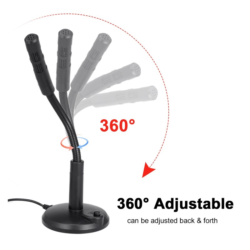 USB Microphone Adjustable Hose Desktop Computer PC Live Broadcast Business