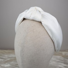 KOVOLITU White Knotted Headbands for Women Satin Shine Non Slip Fashion Hair Bands for Sisters Girls Gifts