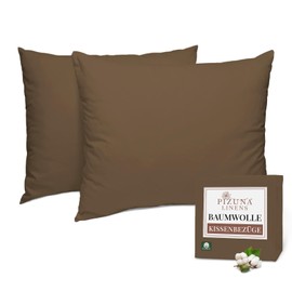 Pizuna Cotton Pillowcases 70 x 90 cm Pack of 2 Woody Brown, 400 Thread Count 100% Long Staple Cotton Pillowcase Made of Soft Satin (Woody Brown Pillowcases Set 70 x 90)