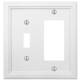 AMERELLE Elly 2 Gang 1-Toggle and 1-Rocker Composite Wall Plate, White, 4052TRW
