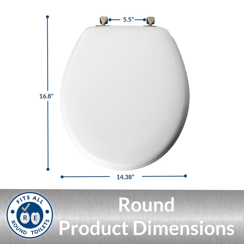 MAYFAIR 844BN 000 Toilet Seat with Brushed Nickel Hinges will