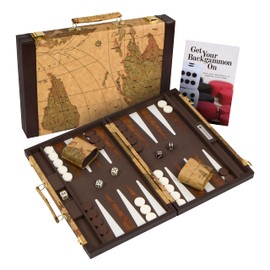 Get The Games Out Top Backgammon Set - Classic Board Game Case - Best Strategy & Tip Guide - Available in Small, Medium and Large Sizes (Map, Medium)