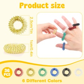 NICEMOVIC 36 PCS Acupressure Rings for Anxiety, Stocking Stuffers Gifts for Women Men Adults Kids, Spiky Sensory Rings for Fingers Stress Relief Fidget Sensory Massager for Teens
