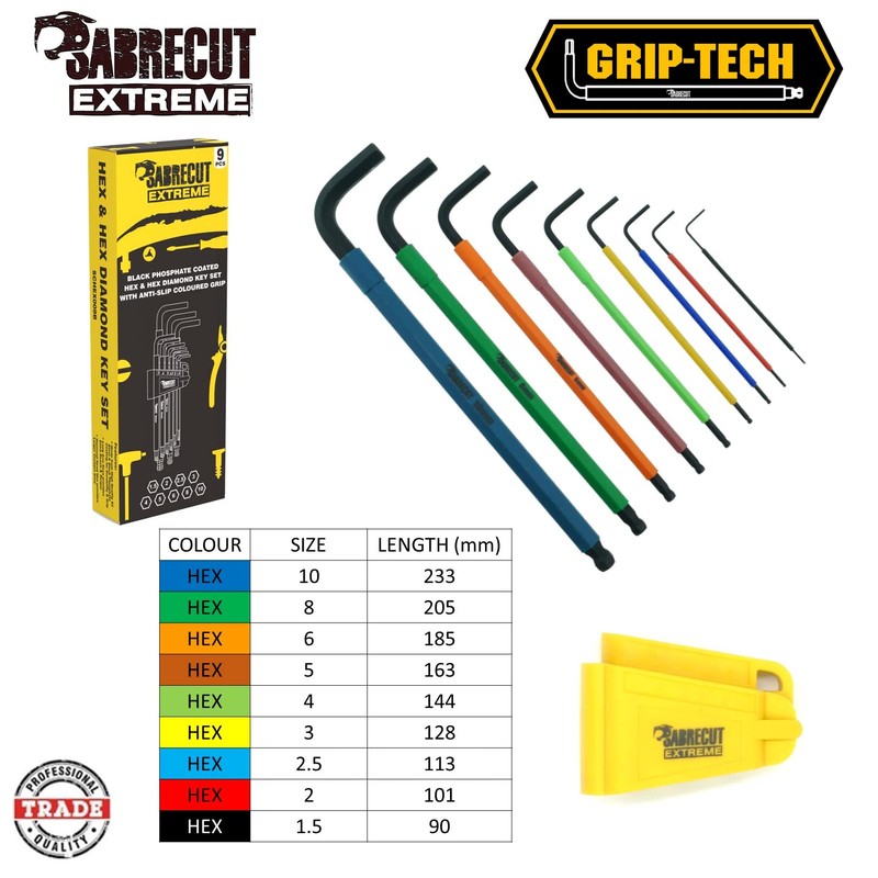 SabreCut 9 Piece SCHEX009B Soft Grip Black Oxide Extra Long