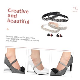 FOMIYES 4pcs High Heels Anti Drop Heel Elastic Shoe Laces Pearl Pumps Strap Heels Detachable High Heels Straps Adjustable Shoe Straps Loose High Heels Straps Fixing Shoe Strap Heel Strap