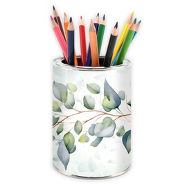 nikima Schönes für Kinder Stiftebecher Eukalypten grün - Stifteköcher Stiftehalter schreibtischorganizer Schreibtisch Büro Stifte Organizer Metall Einschulung Floral