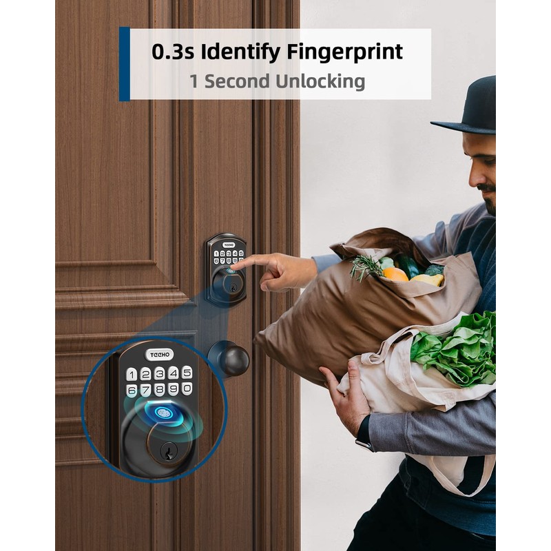 TEEHO TE002K Keyless Fingerprint Deadbolt Door Lock - Smart Lock