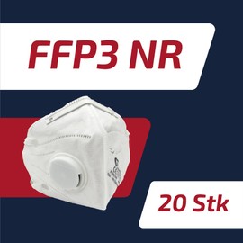 VENTUX SAFETY EQUIPMENT Pack of 20 FFP3 Masks with Valve, CE Certified, High-Quality Respirator with High Filtration, Comfortable and Ergonomic, Ideal for Construction Sites and Industry
