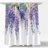 JOFKAXU Purple Wisteria Floral Shower Curtain Watercolor Green Leaves Vine