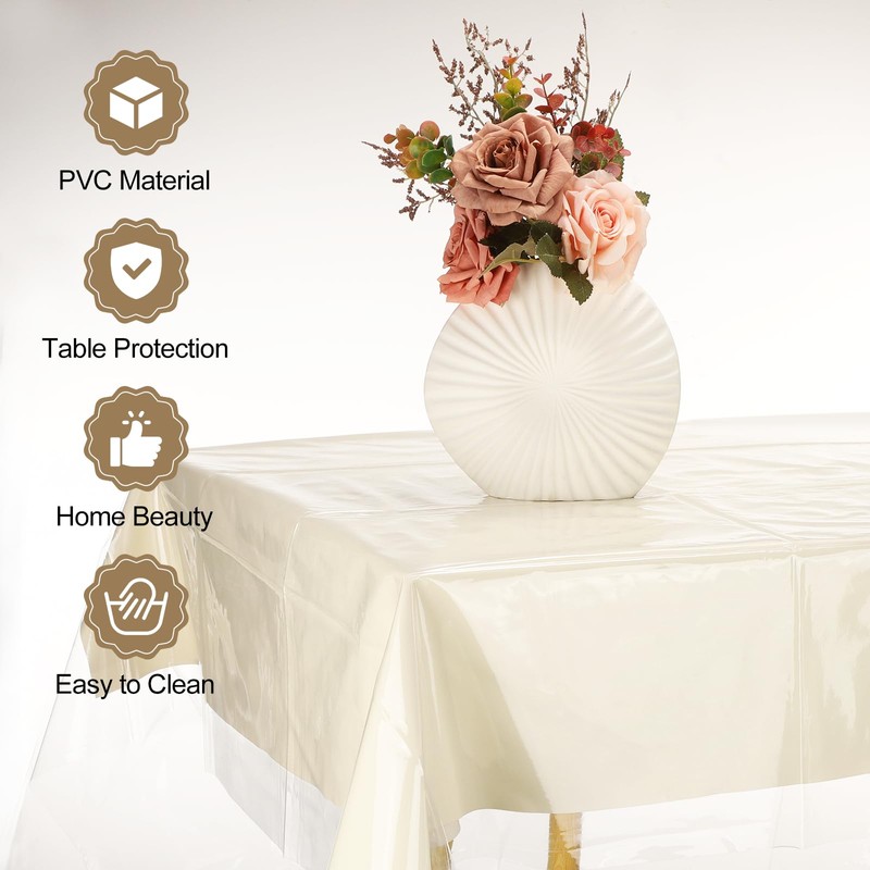 sourcing map 54 x 78 Inch Clear Plastic Tablecloth, Waterproof